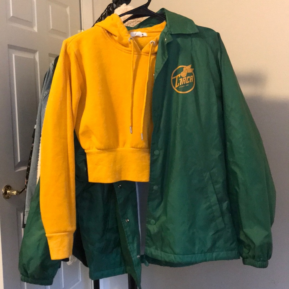 Yellow Cropped Hoodie